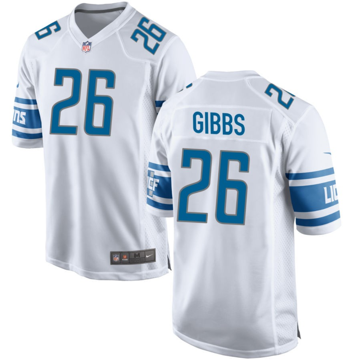 Men's Detroit Lions #26 Jahmyr Gibbs White Stitched Game Jersey
